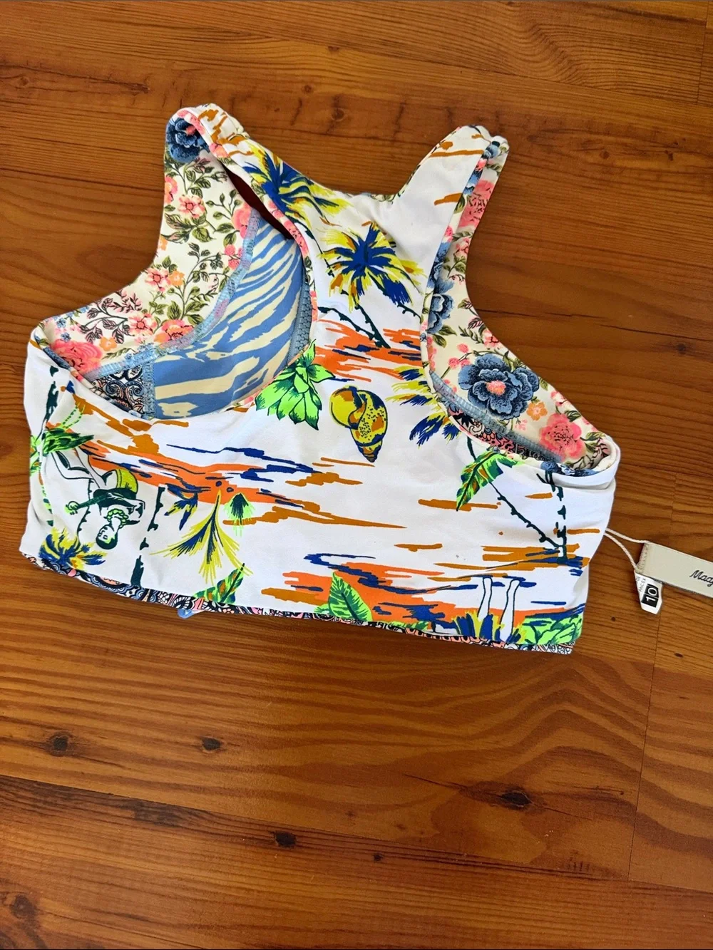 Zella Girls' Purple and Blue Floral Mixed-Print Swim Bikini Set
